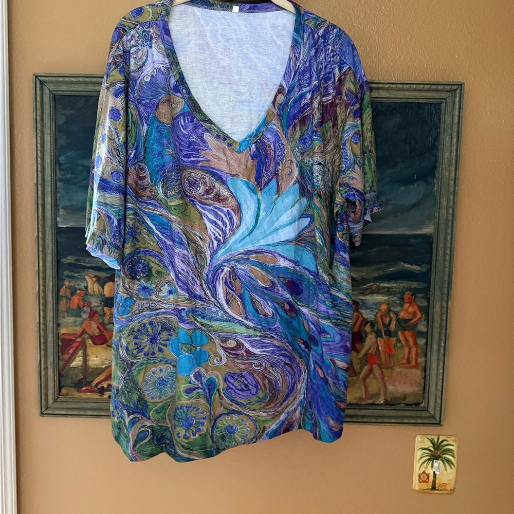 Colorful Paisley V-Neck Women's Top